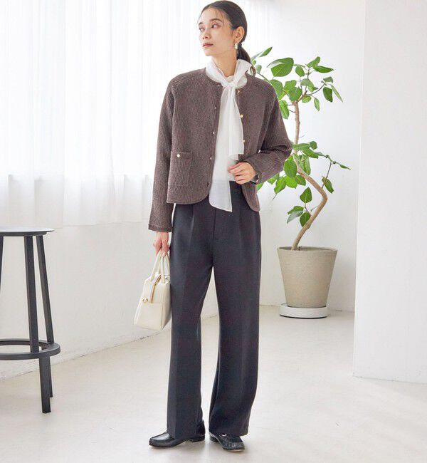 SHIPS for women「〈洗濯機可能 / セレモニー対応可〉ポリエステル レーヨン ダンボール ストレート パンツ」|その他|