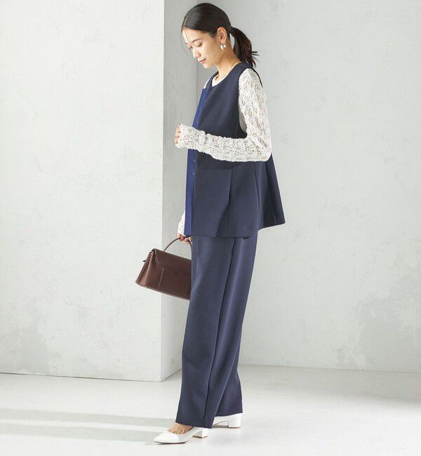 SHIPS for women「〈洗濯機可能 / セレモニー対応可〉ポリエステル レーヨン ダンボール ストレート パンツ」|その他|