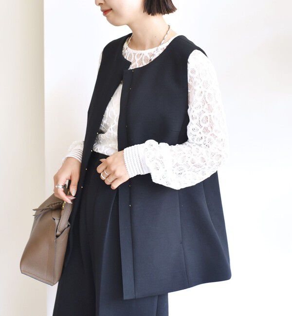 SHIPS for women「〈洗濯機可能 / セレモニー対応可〉ポリエステル レーヨン ダンボール ジレ」|ベスト・ジレ|