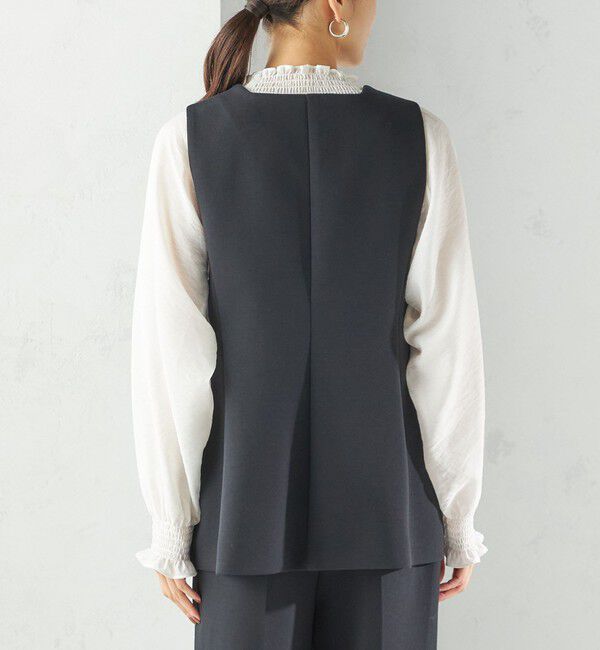 SHIPS for women「〈洗濯機可能 / セレモニー対応可〉ポリエステル レーヨン ダンボール ジレ」|ベスト・ジレ|