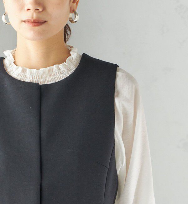 SHIPS for women「〈洗濯機可能 / セレモニー対応可〉ポリエステル レーヨン ダンボール ジレ」|ベスト・ジレ|