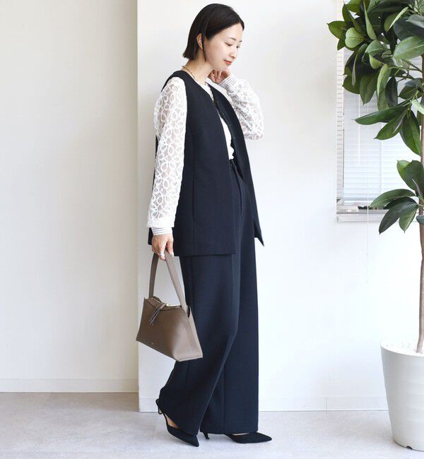 SHIPS for women「〈洗濯機可能 / セレモニー対応可〉ポリエステル レーヨン ダンボール ジレ」|ベスト・ジレ|