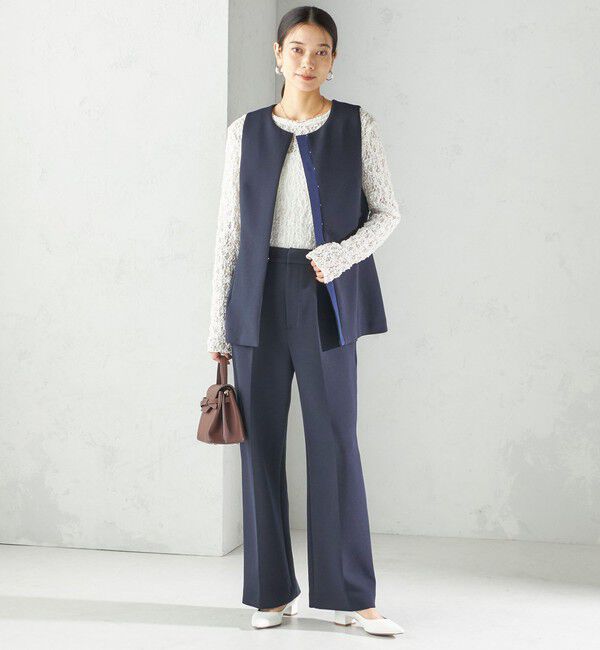 SHIPS for women「〈洗濯機可能 / セレモニー対応可〉ポリエステル レーヨン ダンボール ジレ」|ベスト・ジレ|