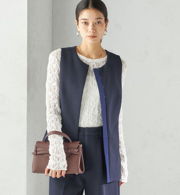 SHIPS for women「〈洗濯機可能 / セレモニー対応可〉ポリエステル レーヨン ダンボール ジレ」|ベスト・ジレ|