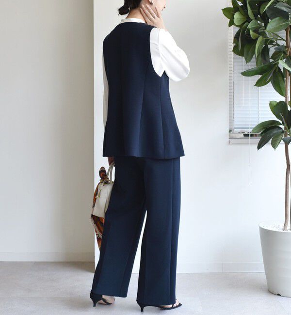 SHIPS for women「〈洗濯機可能 / セレモニー対応可〉ポリエステル レーヨン ダンボール ジレ」|ベスト・ジレ|