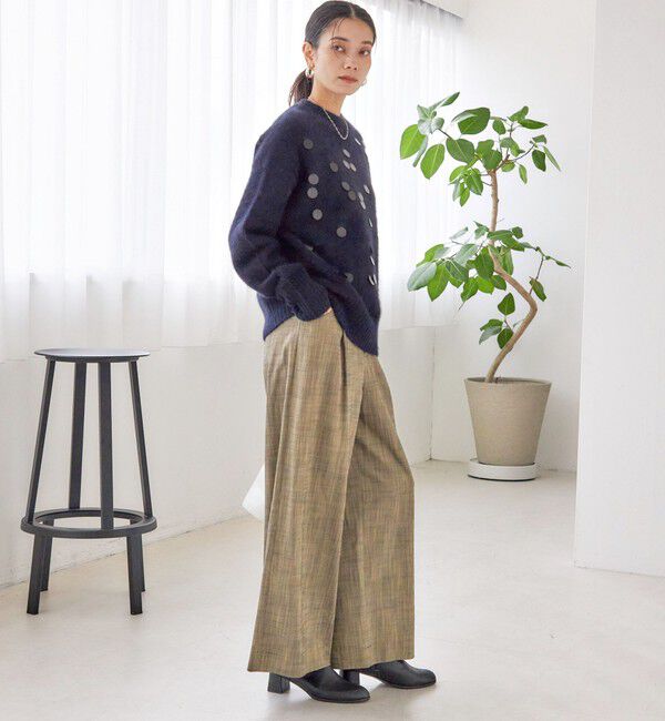 SHIPS for women「〈手洗い可能〉フォックス スパンコール クルーネック ニット」|ニット・セーター|