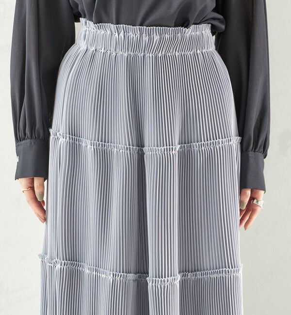 SHIPS for women「〈手洗い可能〉サテン プリーツ ティアード スカート」|スカート|