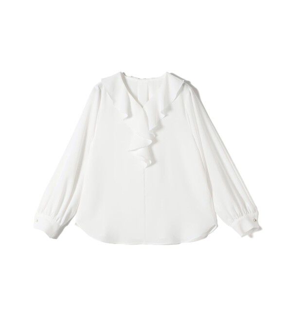 SHIPS for women「《予約》〈手洗い可能〉ジョーゼット フリル カラー ブラウス（セレモニー対応可）」|シャツ・ブラウス|