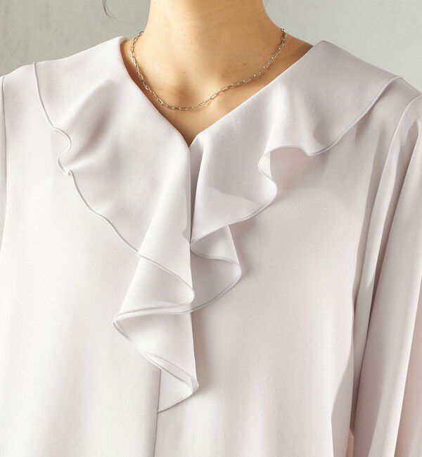 SHIPS for women「《予約》〈手洗い可能〉ジョーゼット フリル カラー ブラウス（セレモニー対応可）」|シャツ・ブラウス|