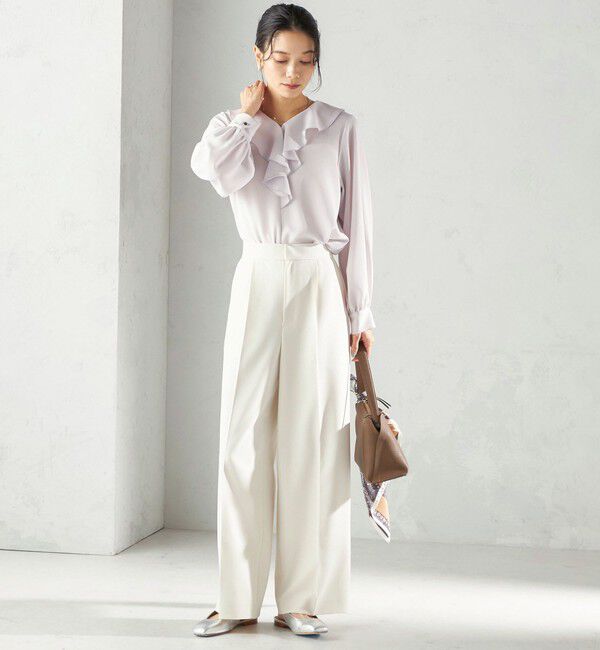 SHIPS for women「《予約》〈手洗い可能〉ジョーゼット フリル カラー ブラウス（セレモニー対応可）」|シャツ・ブラウス|