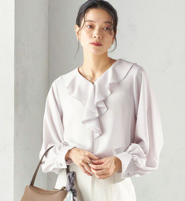 SHIPS for women「《予約》〈手洗い可能〉ジョーゼット フリル カラー ブラウス（セレモニー対応可）」|シャツ・ブラウス|
