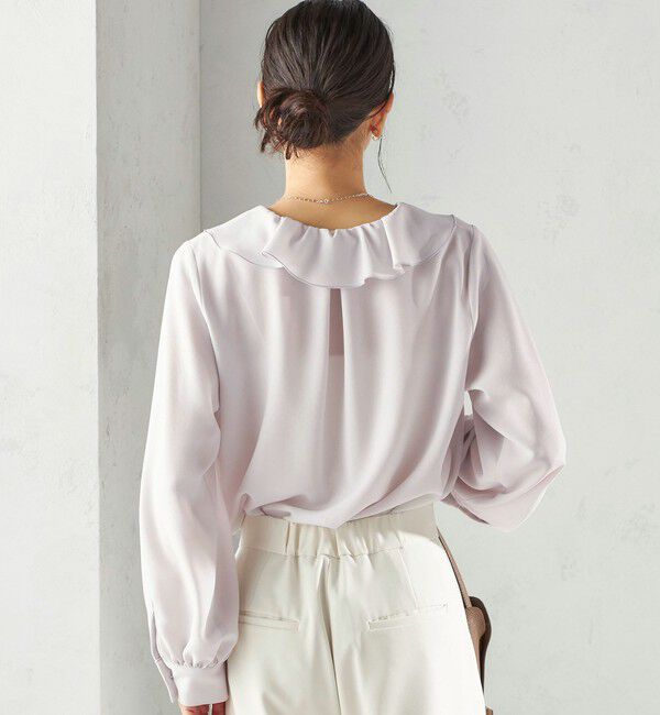 SHIPS for women「《予約》〈手洗い可能〉ジョーゼット フリル カラー ブラウス（セレモニー対応可）」|シャツ・ブラウス|