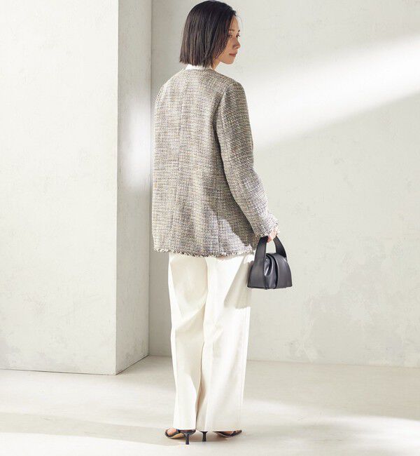 SHIPS for women「トライスピン 杢 ツイード カラーレス ジャケット（セレモニー対応可）」|ノーカラージャケット|