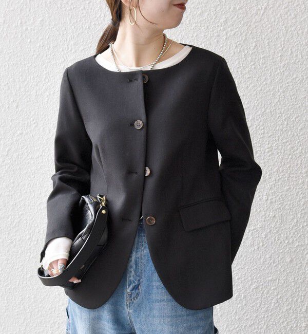 SHIPS any「SHIPS any:〈洗濯機可能〉シャーク ノーカラー ジャケット」|ノーカラージャケット|