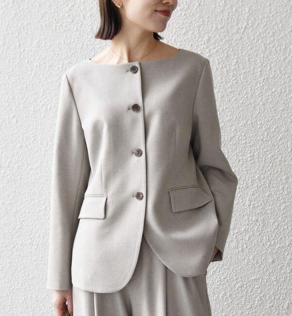 SHIPS any「SHIPS any:〈洗濯機可能〉シャーク ノーカラー ジャケット」|ノーカラージャケット|