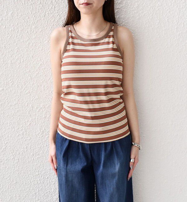 SHIPS Colors 「《予約》SHIPS Colors:〈手洗い可能〉ボーダー カップ タンクトップ◆」|タンクトップ|