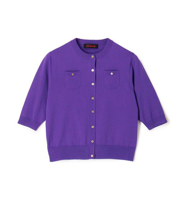 CABaN「ファインポリエステル ハーフスリーブポケットカーディガン」|カーディガン|79 ダークパープル
