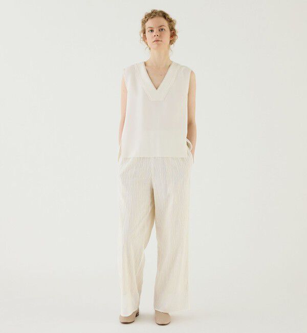 GALERIE VIE「コードエンブロイダリー　ワイドイージーパンツ」|チノ|