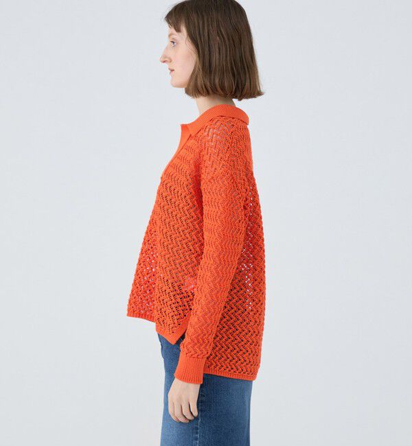 MACPHEE「メッシュコットン スキッパープルオーバー」|ニット・セーター|