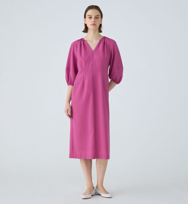 Ballsey「コンパクトサッカー ギャザーVネックワンピース」|ワンピース|