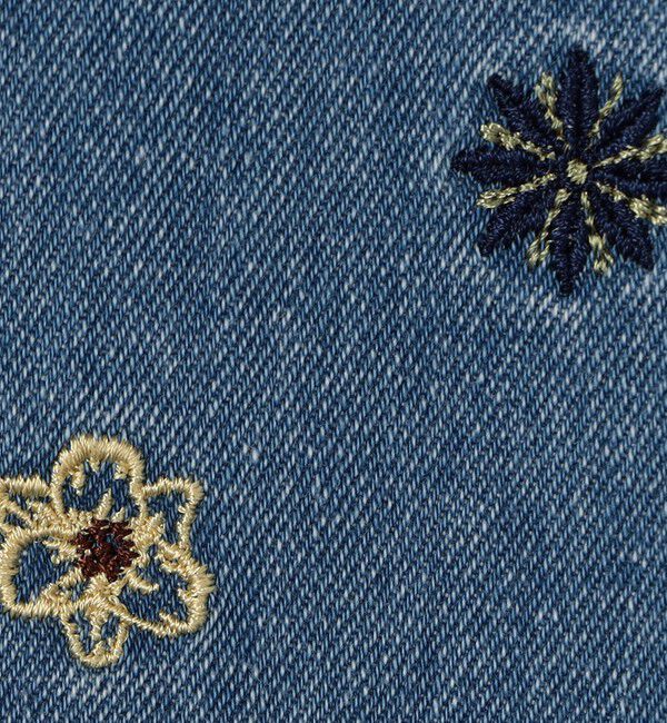 MACPHEE「ボタニカルエンブロイダリーデニム タックワイドパンツ」|デニム|