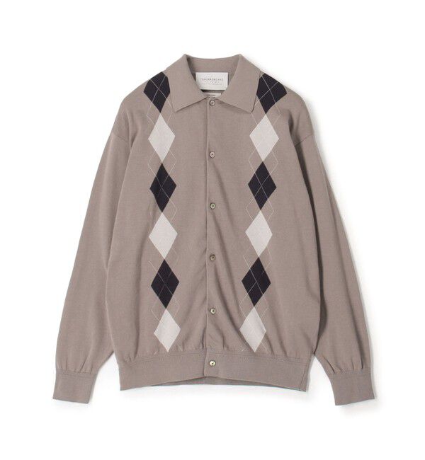 TOMORROWLAND MENS「TOMORROWLAND tricot ギザコットン アーガイル柄 ポロカラーカーディガン」|カーディガン|46 ベージュ系