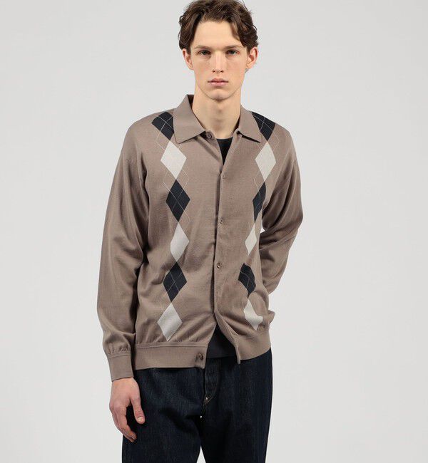 TOMORROWLAND MENS「TOMORROWLAND tricot ギザコットン アーガイル柄 ポロカラーカーディガン」|カーディガン|