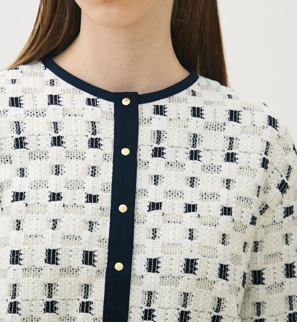 TOMORROWLAND collection「ブロックトリコット カーディガンジャケット」|ノーカラージャケット|