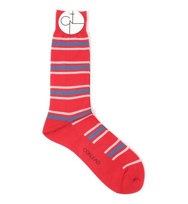 TOMORROWLAND GOODS「CONLEAD ボーダーソックス」|ソックス|34 レッド系