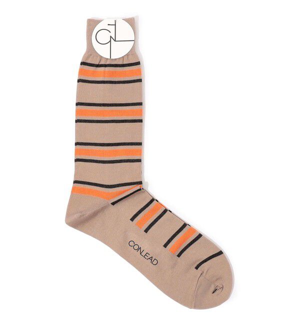 TOMORROWLAND GOODS「CONLEAD ボーダーソックス」|ソックス|44 オレンジ系