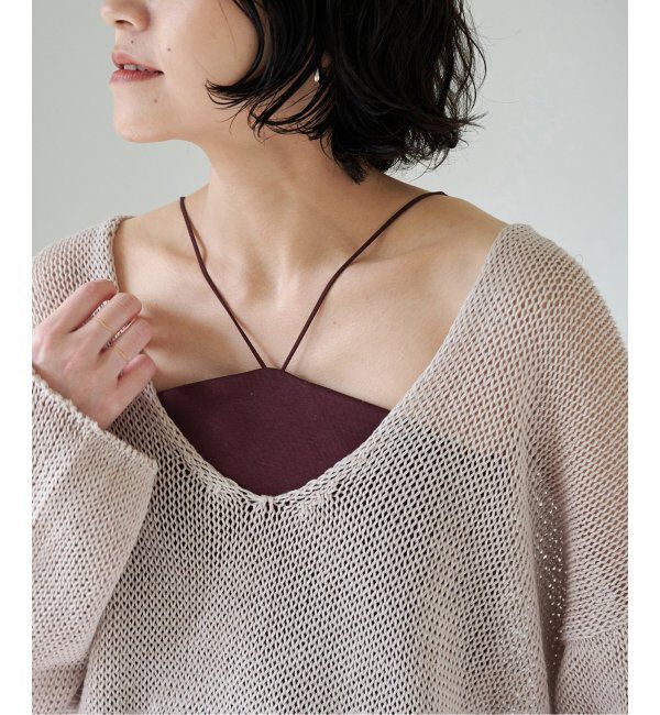 EMILYWEEK「EMILY WEEK&times;FRAMeWORK Vラインクロップドブラキャミソール」|インナー|ブラウン