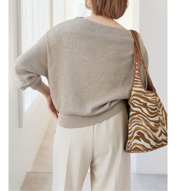 Spick and Span「シルクコンペーパーヤーンニュアンスネックニット」|ニット・セーター|