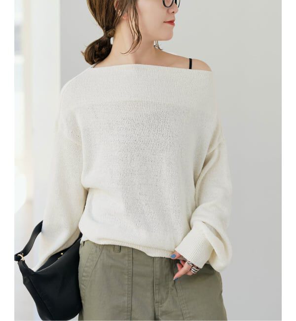 Spick and Span「シルクコンペーパーヤーンニュアンスネックニット」|ニット・セーター|