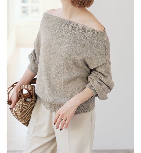 Spick and Span「シルクコンペーパーヤーンニュアンスネックニット」|ニット・セーター|