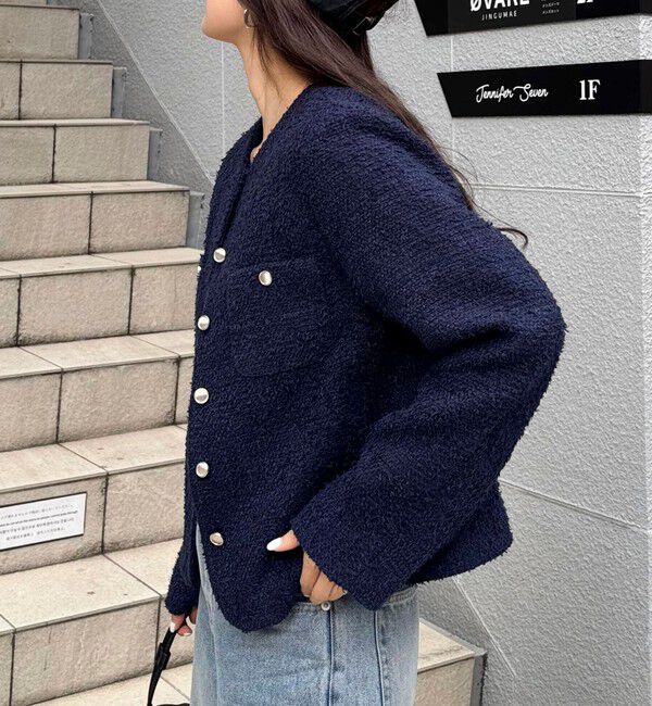 fredy emue「ノーカラーツィードジャケット」|ノーカラージャケット|