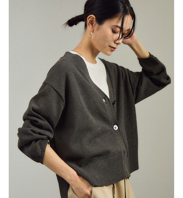 SALON adam et rope'「ペーパーヤーンVネックカーディガン［手洗い可/和紙素材］」|カーディガン|