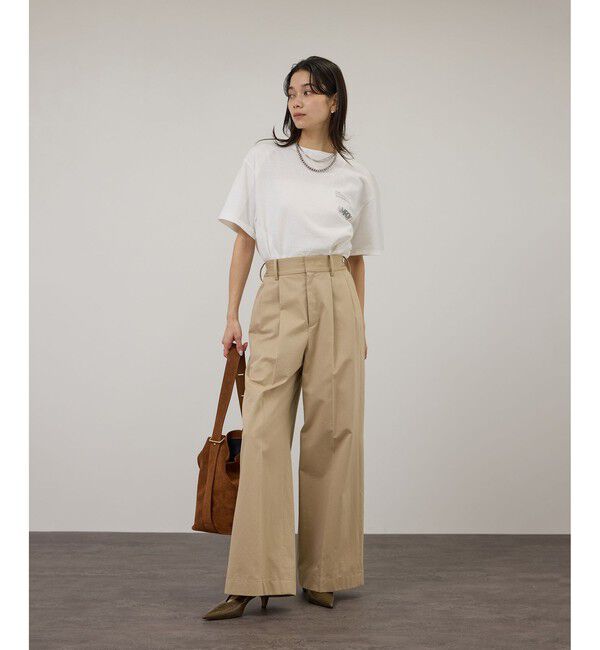 SALON adam et rope'「【Americana（アメリカーナ）】ラフィー丸胴 プリントT / ポイントロゴ」|Tシャツ・カットソー|