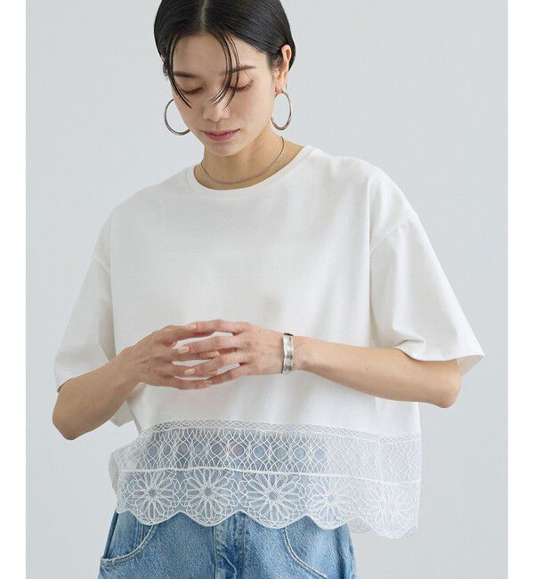 SALON adam et rope'「アラベスクスカラップTシャツ」|Tシャツ・カットソー|オフホワイト(15)