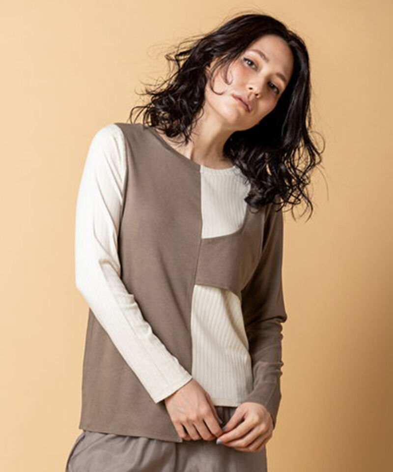  「2WAY配色テレコプルオーバー」|Tシャツ・カットソー|BEIGE