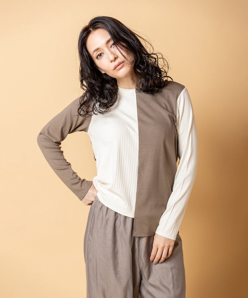  「2WAY配色テレコプルオーバー」|Tシャツ・カットソー|