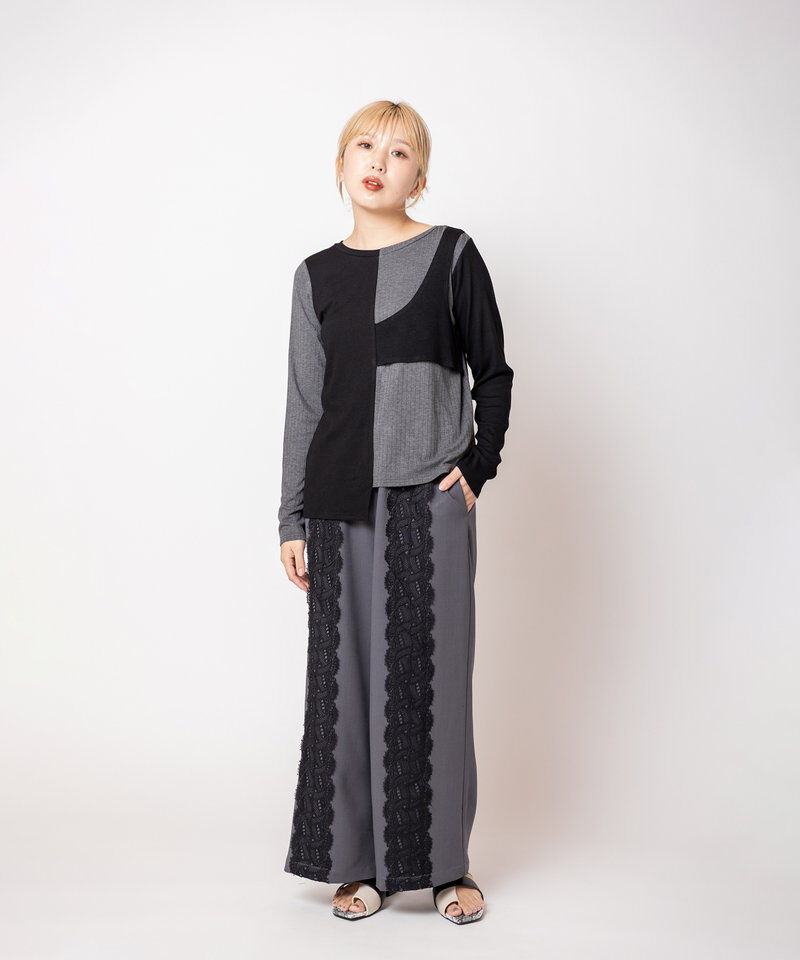  「2WAY配色テレコプルオーバー」|Tシャツ・カットソー|