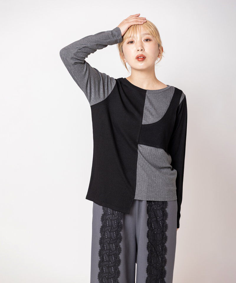  「2WAY配色テレコプルオーバー」|Tシャツ・カットソー|