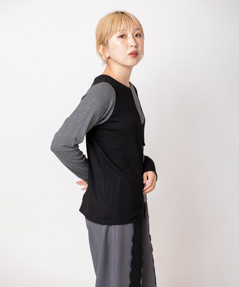  「2WAY配色テレコプルオーバー」|Tシャツ・カットソー|