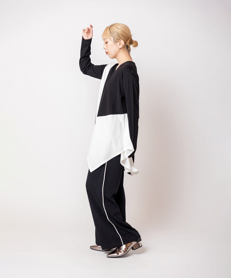  「アシンメトリー切替フレアープルオーバー」|Tシャツ・カットソー|