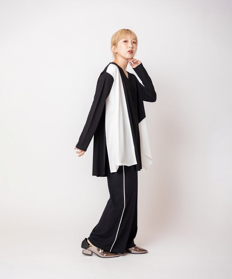  「アシンメトリー切替フレアープルオーバー」|Tシャツ・カットソー|