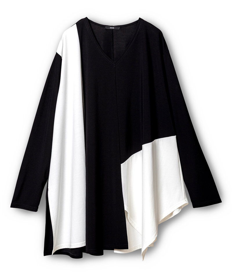  「アシンメトリー切替フレアープルオーバー」|Tシャツ・カットソー|