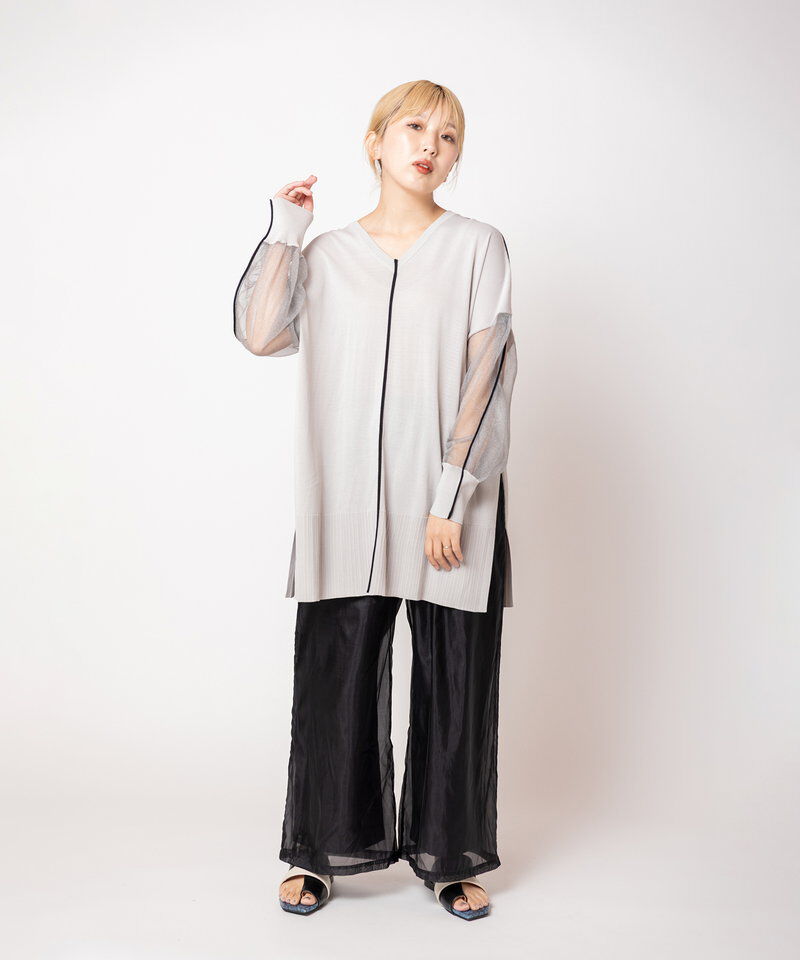  「2WAY配色ラインニットプルオーバー」|Tシャツ・カットソー|