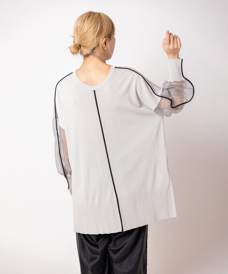  「2WAY配色ラインニットプルオーバー」|Tシャツ・カットソー|