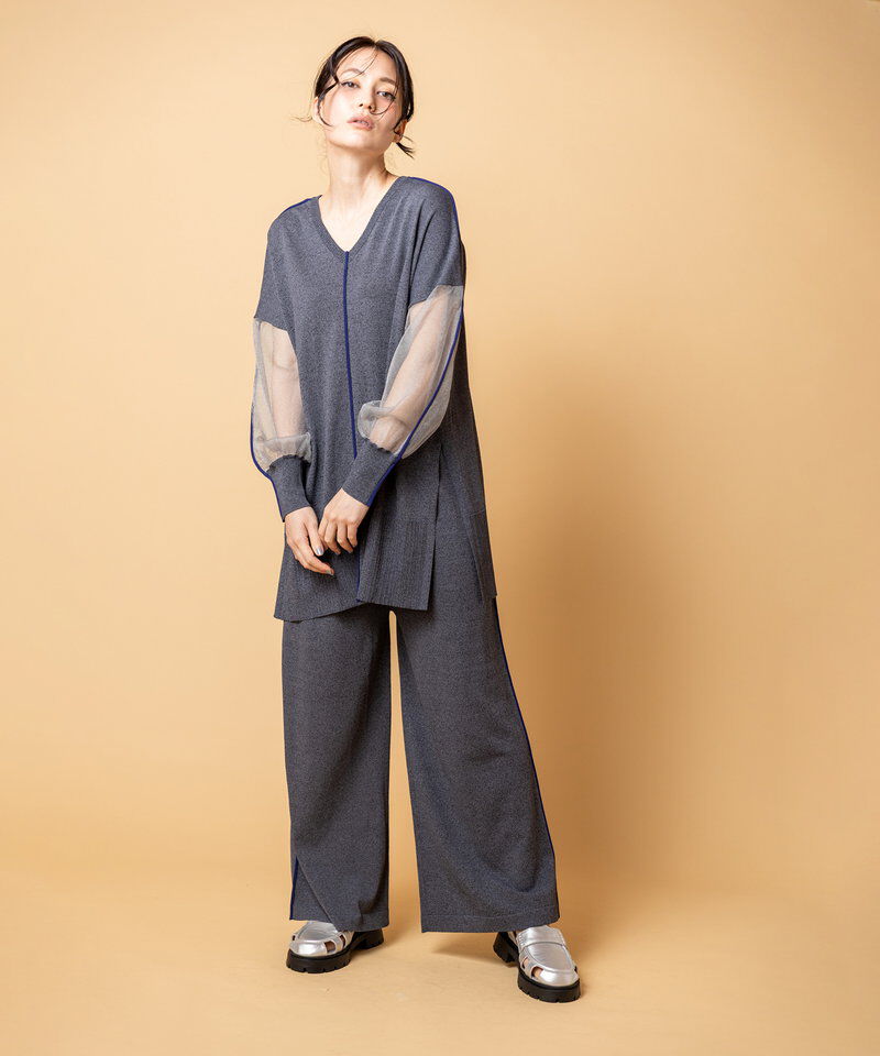  「2WAY配色ラインニットプルオーバー」|Tシャツ・カットソー|