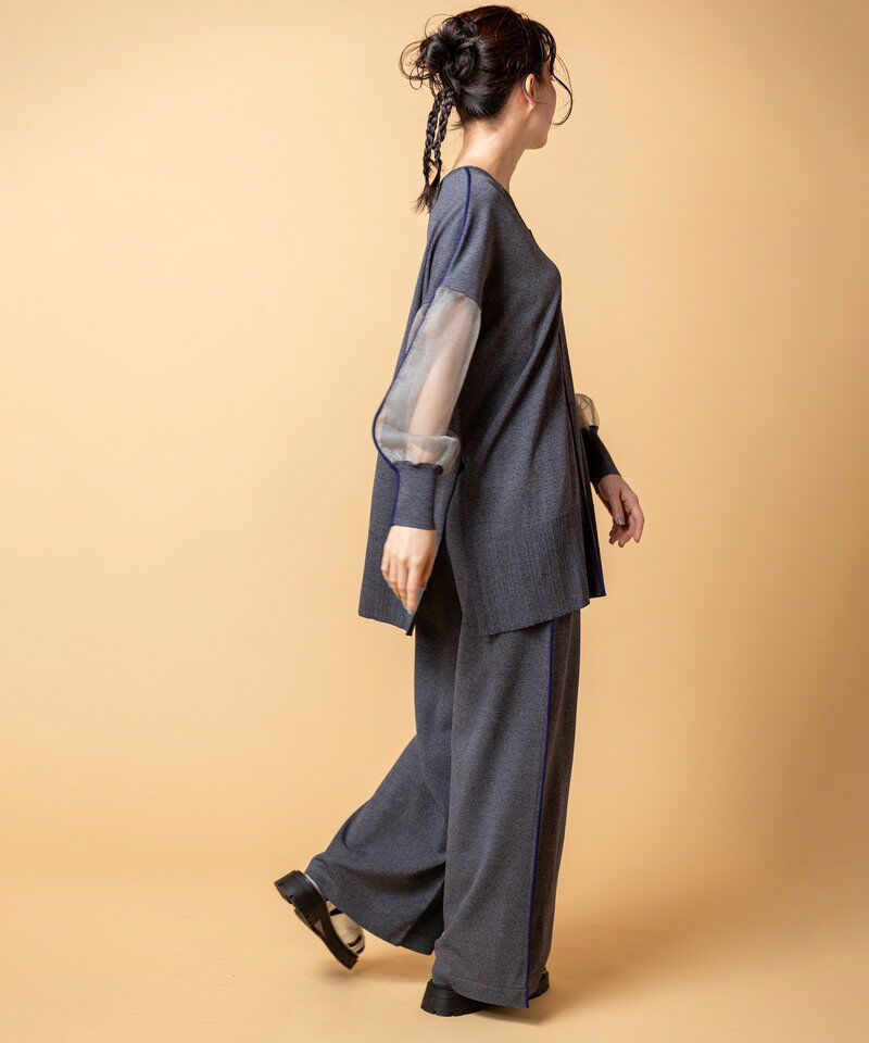  「2WAY配色ラインニットプルオーバー」|Tシャツ・カットソー|